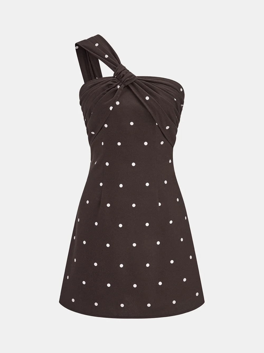 251 Polka Dot One Shoulder Linen Blend Mini Dress